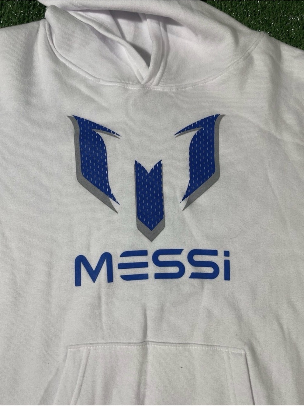 Messi Collection Kids Hoodie Size 5 White Blue NWT Soccer Pullover